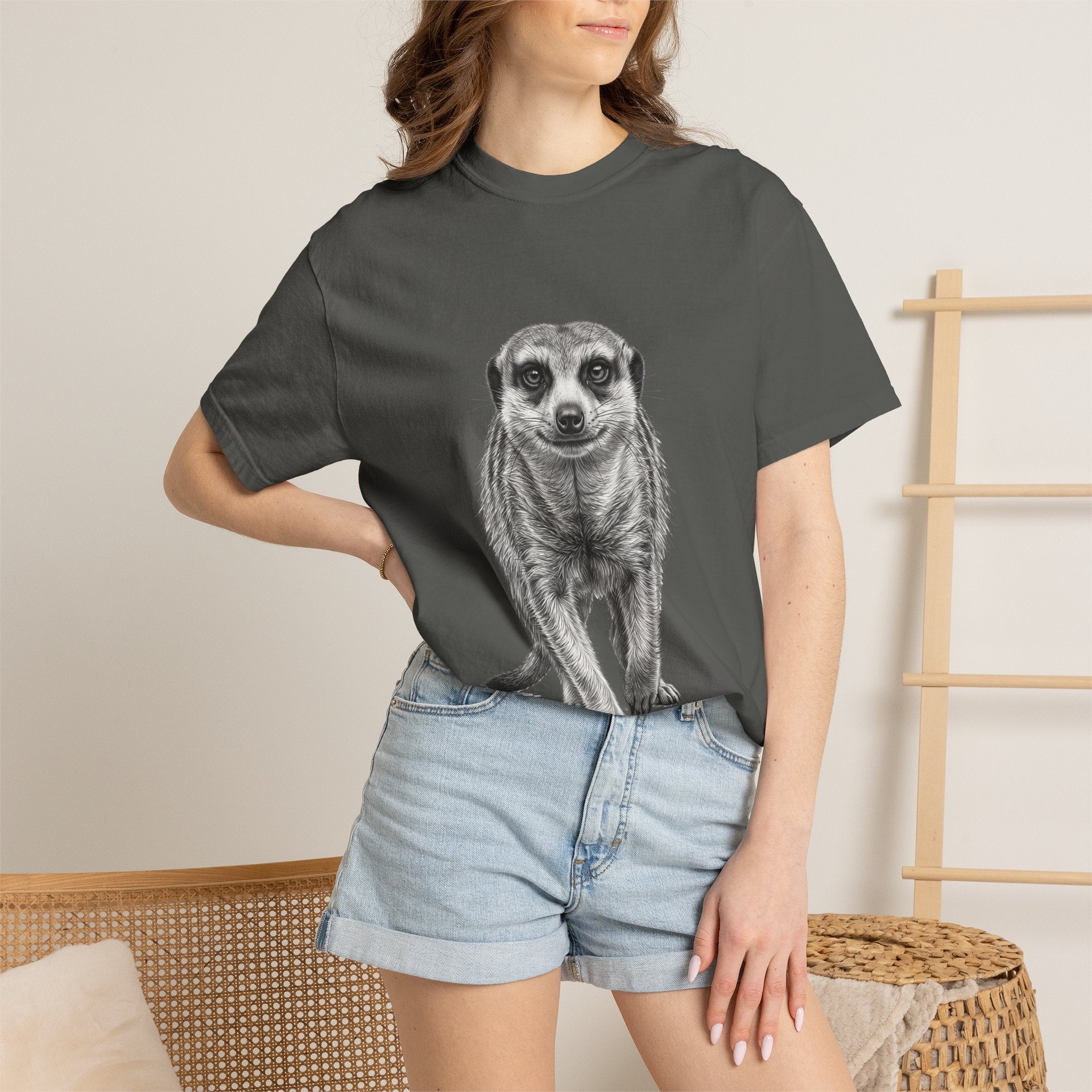 Meerkat Sketch T‑Shirt — Realistic Wildlife Illustration Tee