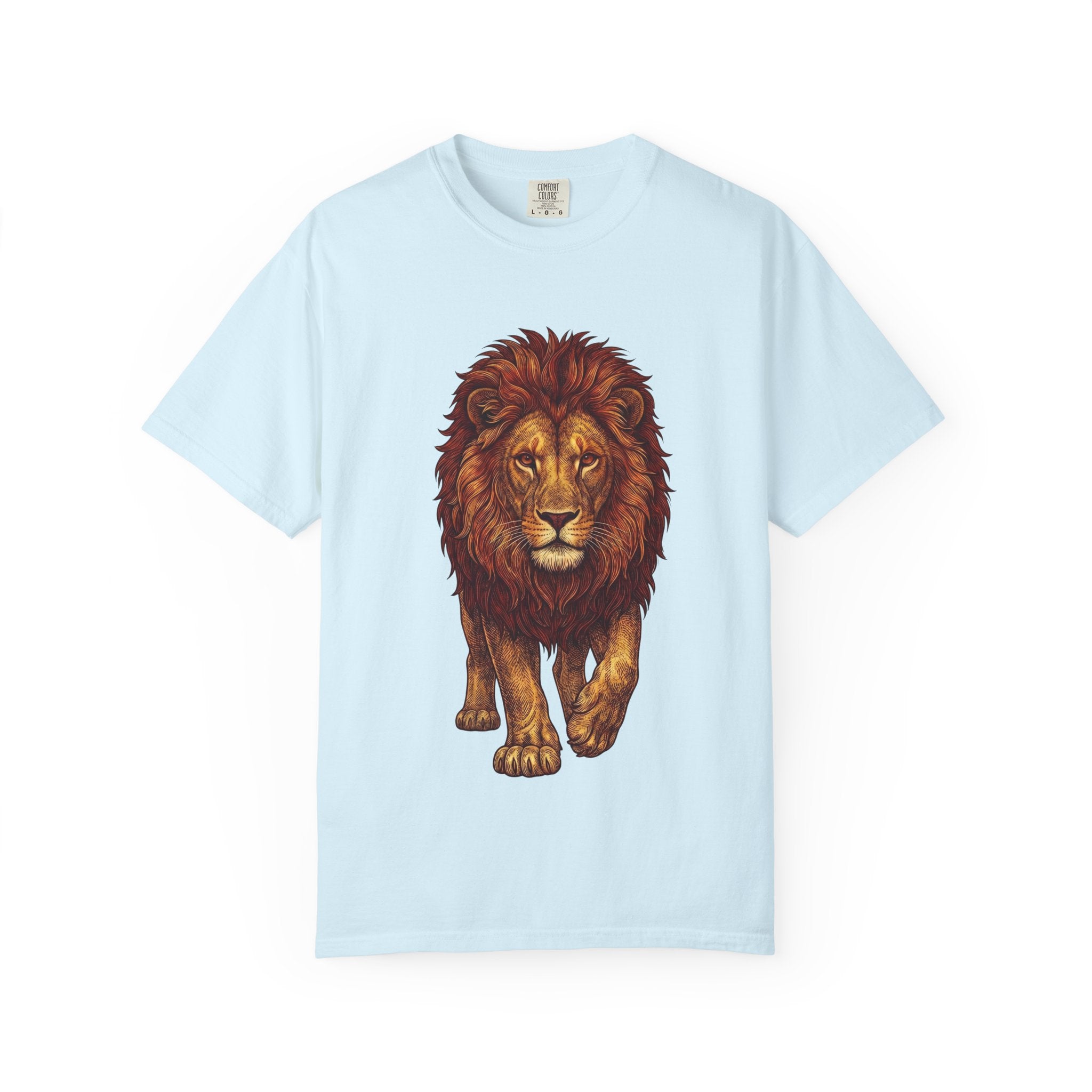 Lion Illustration T-Shirt — Majestic Walking Lion Graphic Tee
