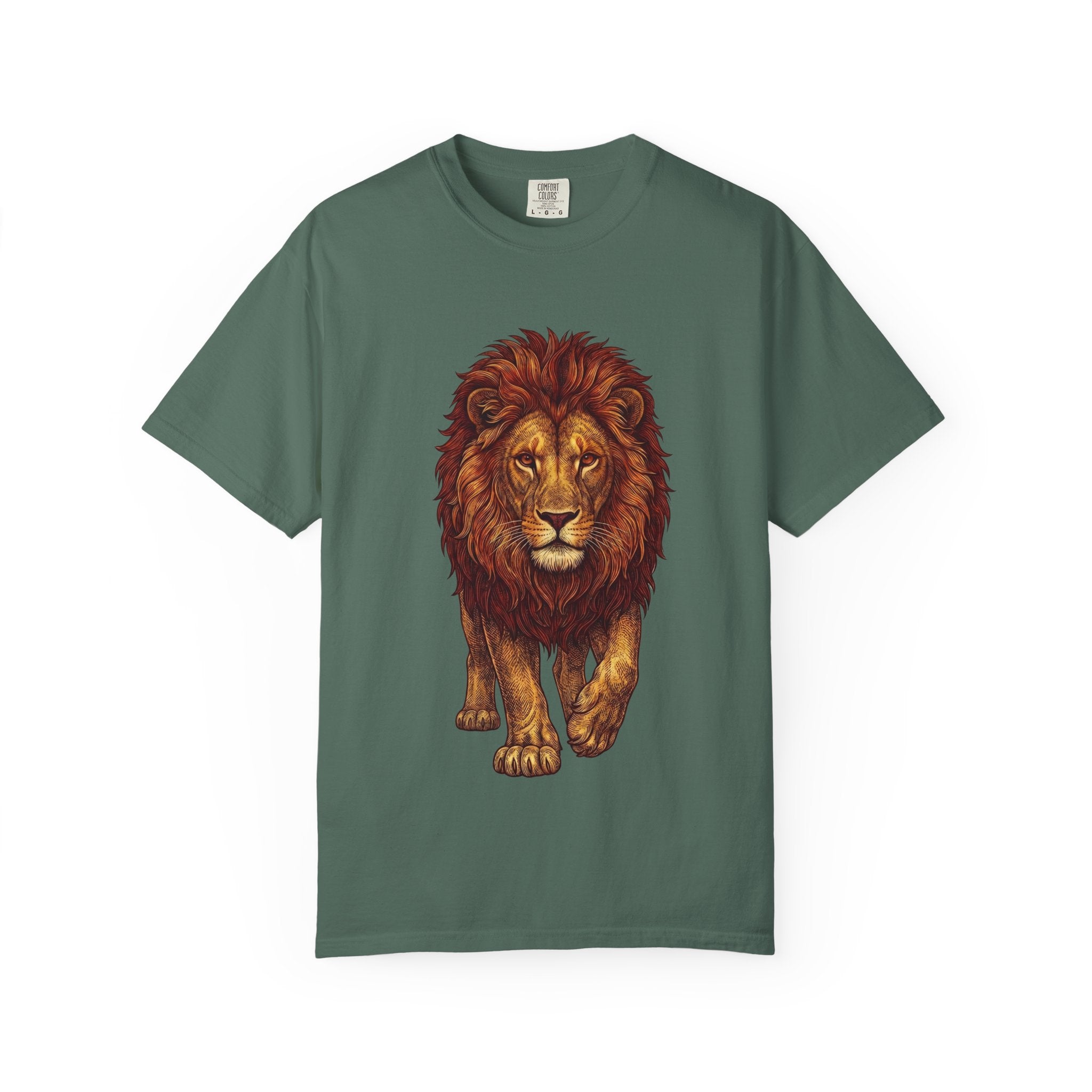 Lion Illustration T-Shirt — Majestic Walking Lion Graphic Tee