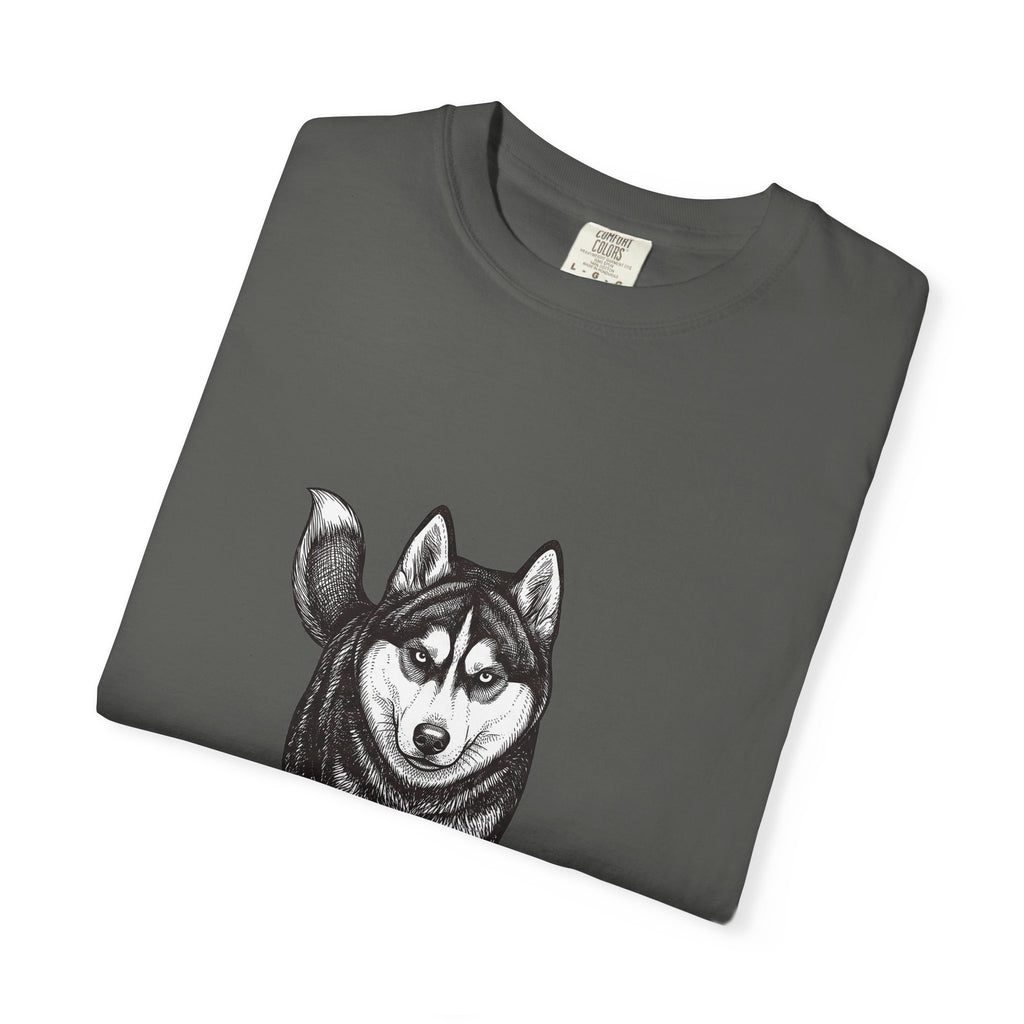 Husky Walk Graphic T-Shirt — Realistic Siberian Husky Illustration