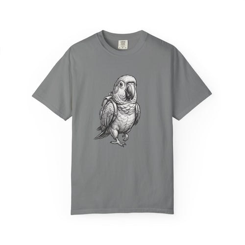 African Grey Parrot T-Shirt — Realistic Bird Illustration Shirt