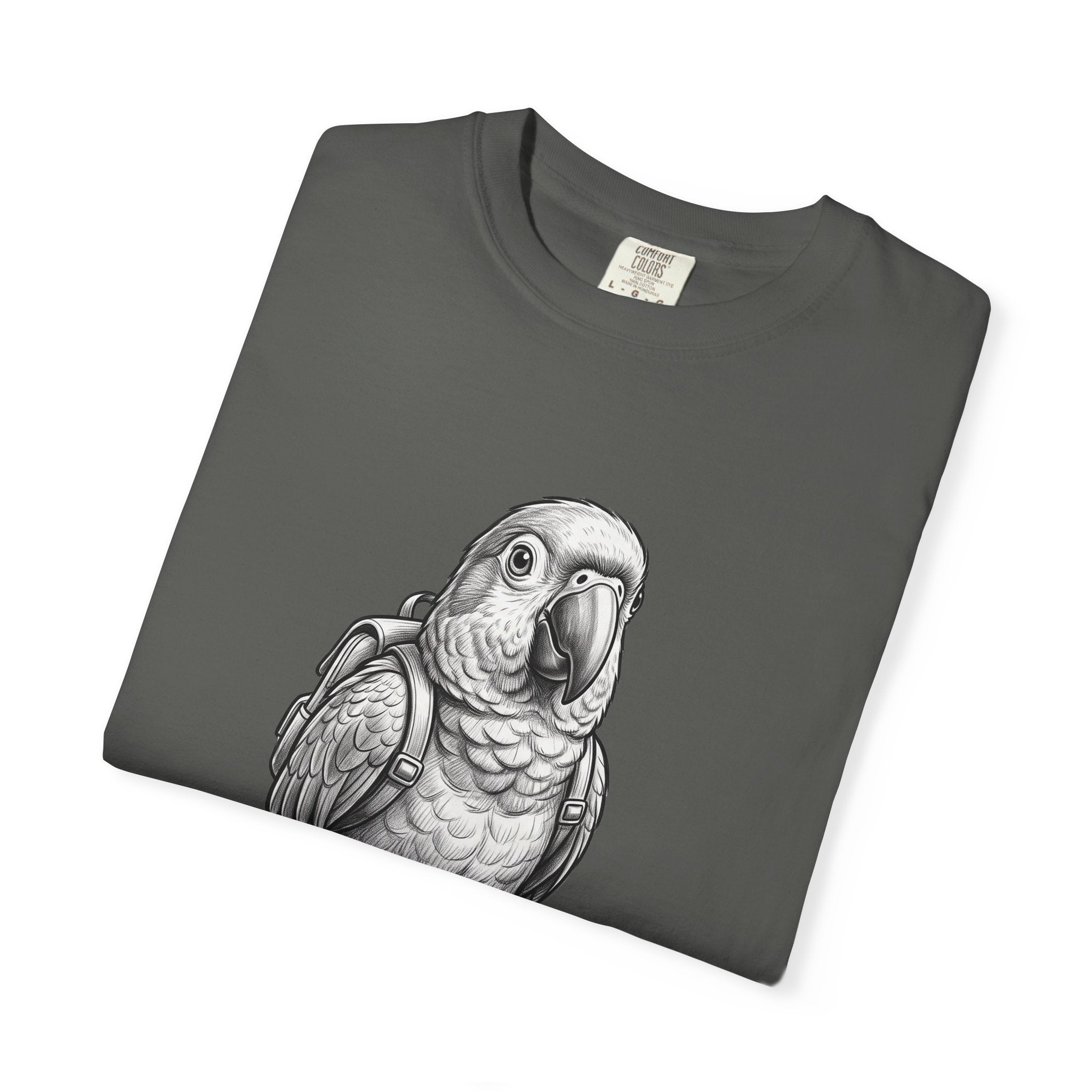 African Grey Parrot T-Shirt — Realistic Bird Illustration Shirt