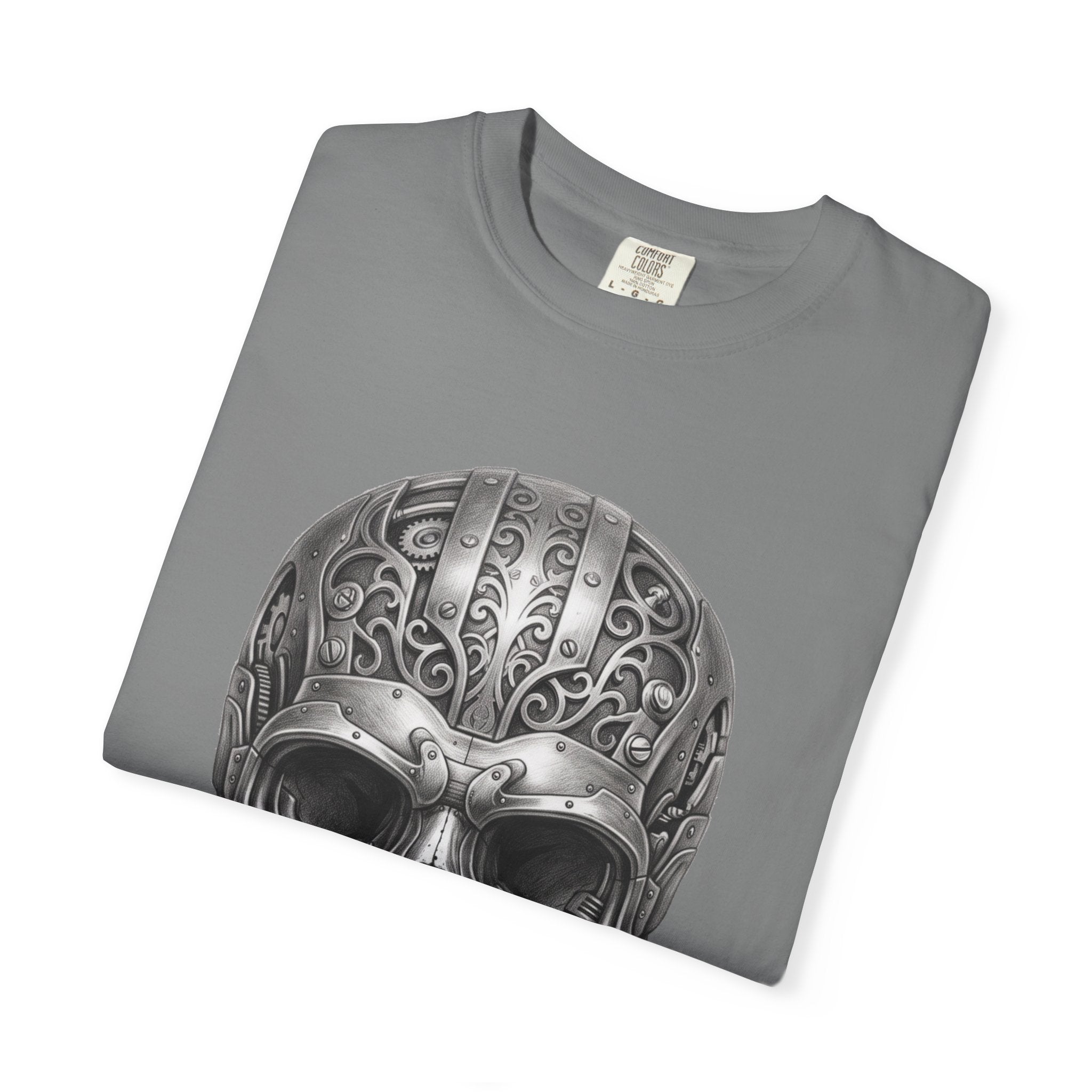 Ornate Silver Skull T-Shirt — Gothic Day of the Dead Style Shirt