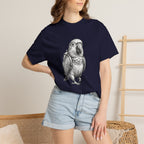 African Grey Parrot T-Shirt — Realistic Bird Illustration Shirt