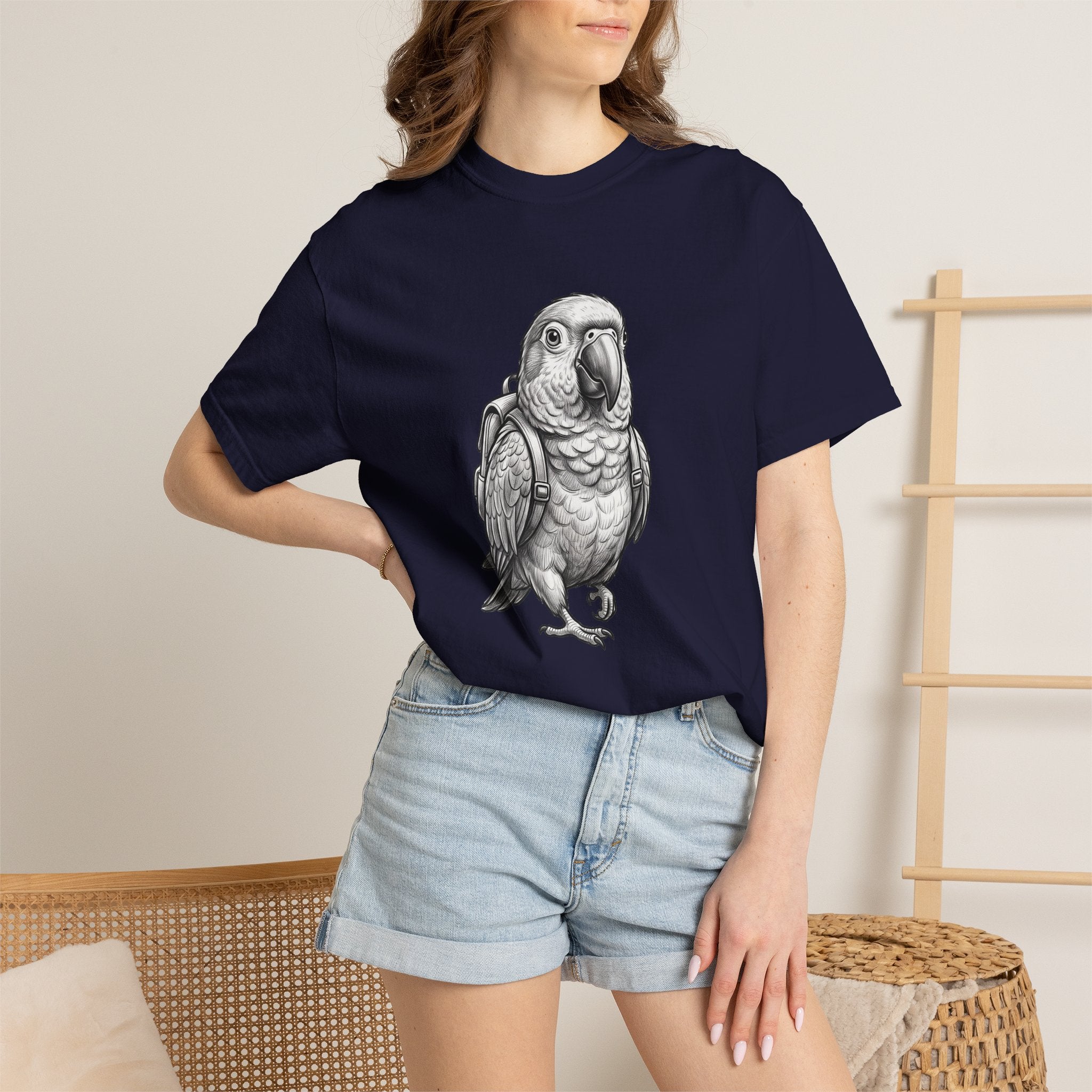 African Grey Parrot T-Shirt — Realistic Bird Illustration Shirt