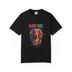 Worsie Colorful Dachshund T-Shirt – Vibrant Drip Art Dog Tee