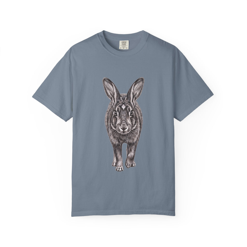 Vintage Rabbit Illustration T-Shirt — Front-Facing Hare Graphic Tee