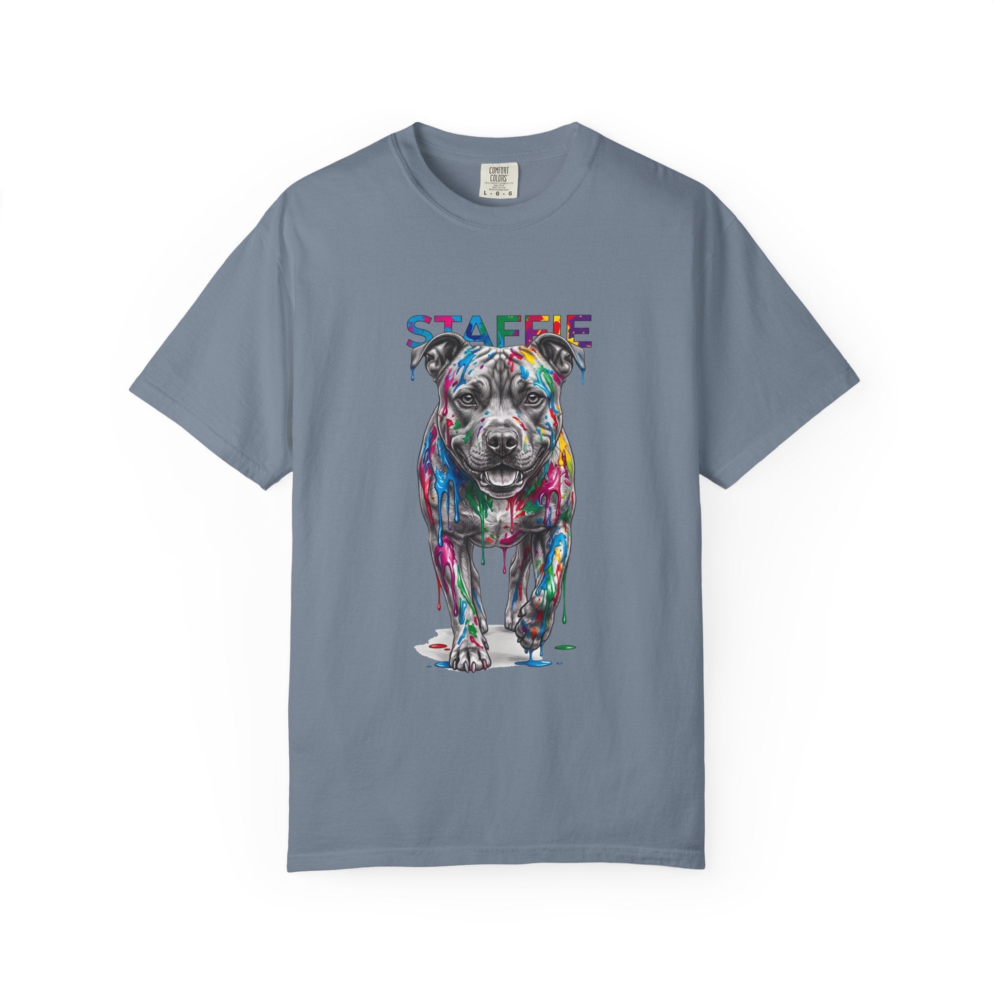Colorful Pitbull Dog T‑Shirt — Vibrant Painted Dog Graphic Tee