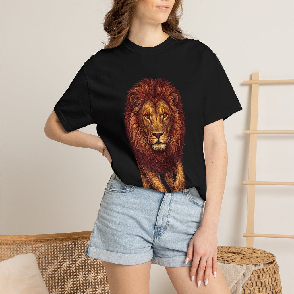 Lion Illustration T-Shirt — Majestic Walking Lion Graphic Tee