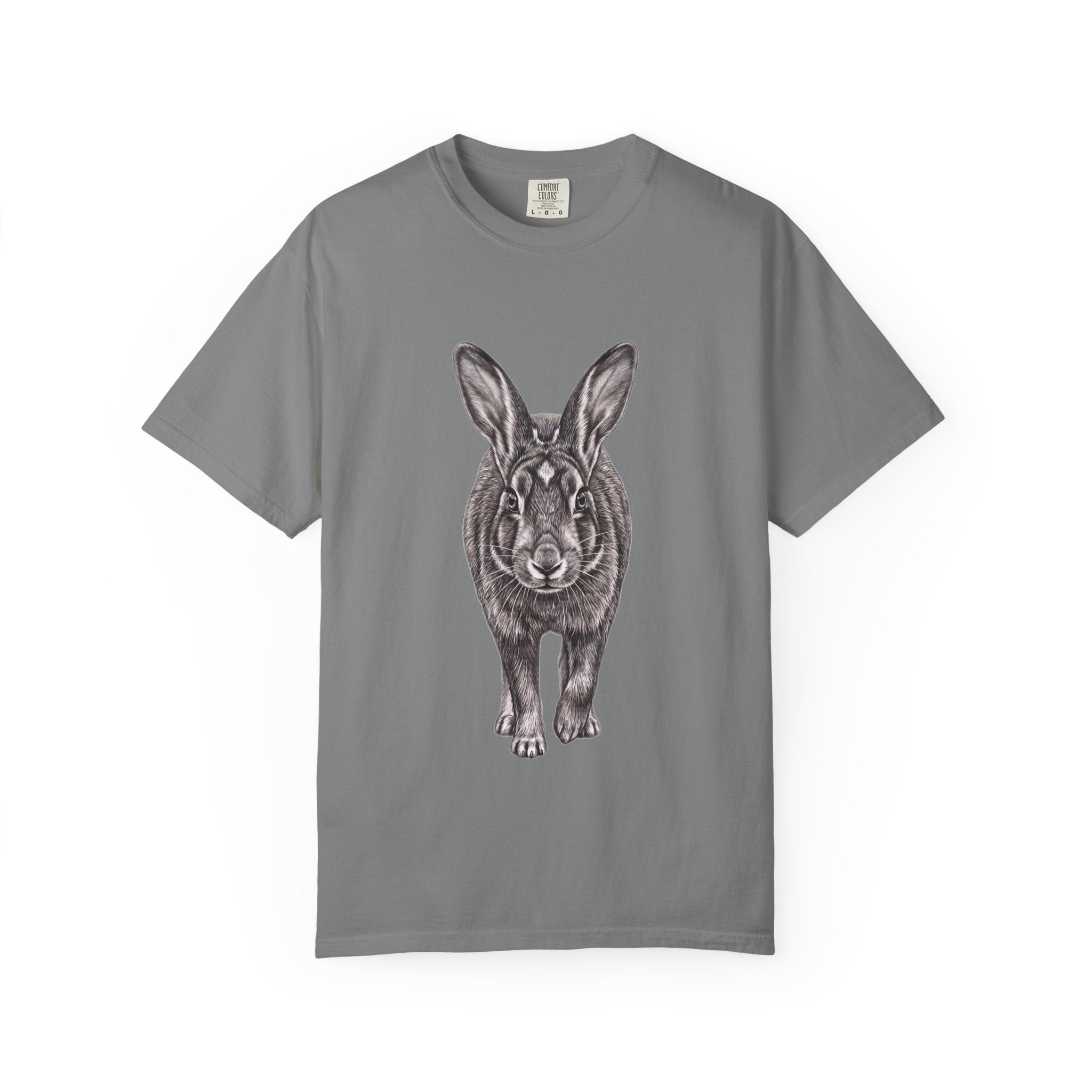 Vintage Rabbit Illustration T-Shirt — Front-Facing Hare Graphic Tee