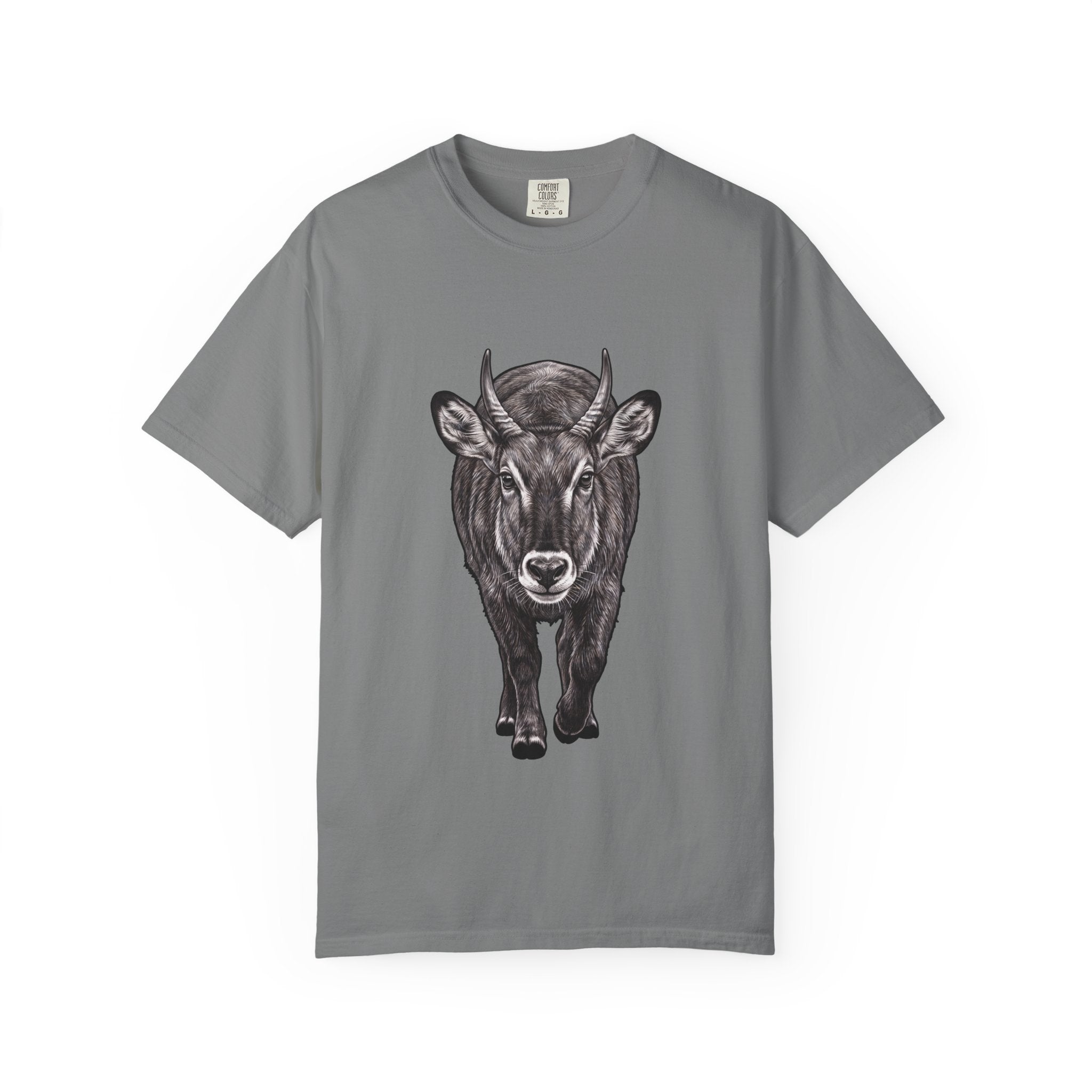 Waterbuck Bull Portrait T-Shirt — Realistic Walking Bull Graphic Tee