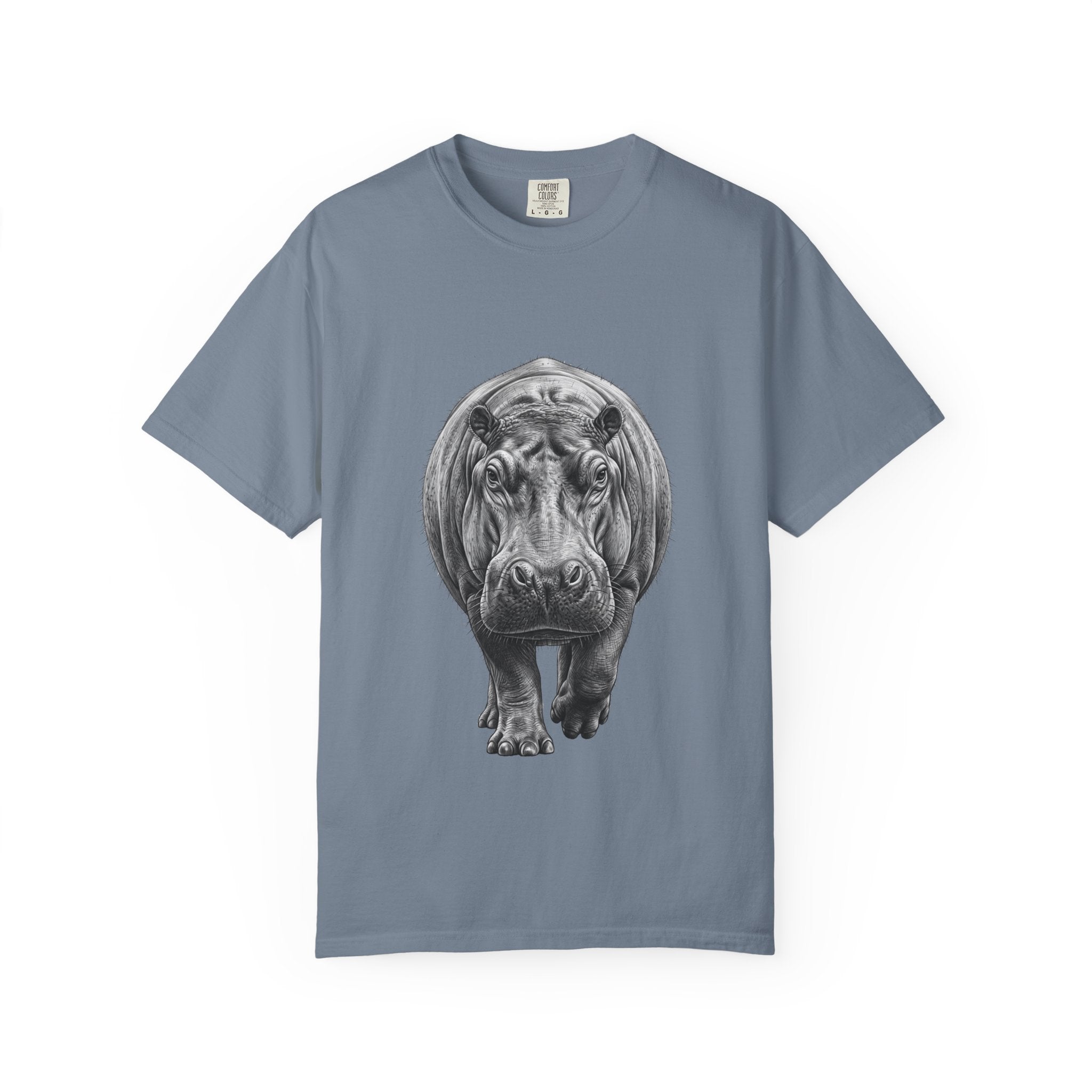 Hippo Front-Print T-Shirt — Realistic Hippo Graphic Tee