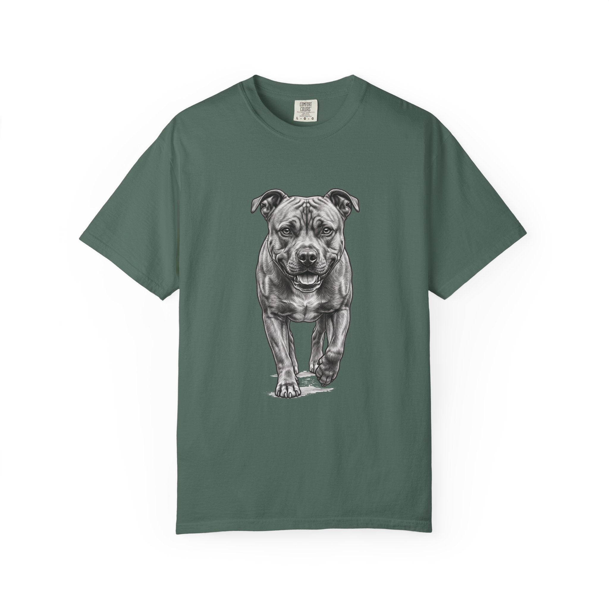Pit Bull Portrait T‑Shirt — Realistic Running Dog Graphic Tee