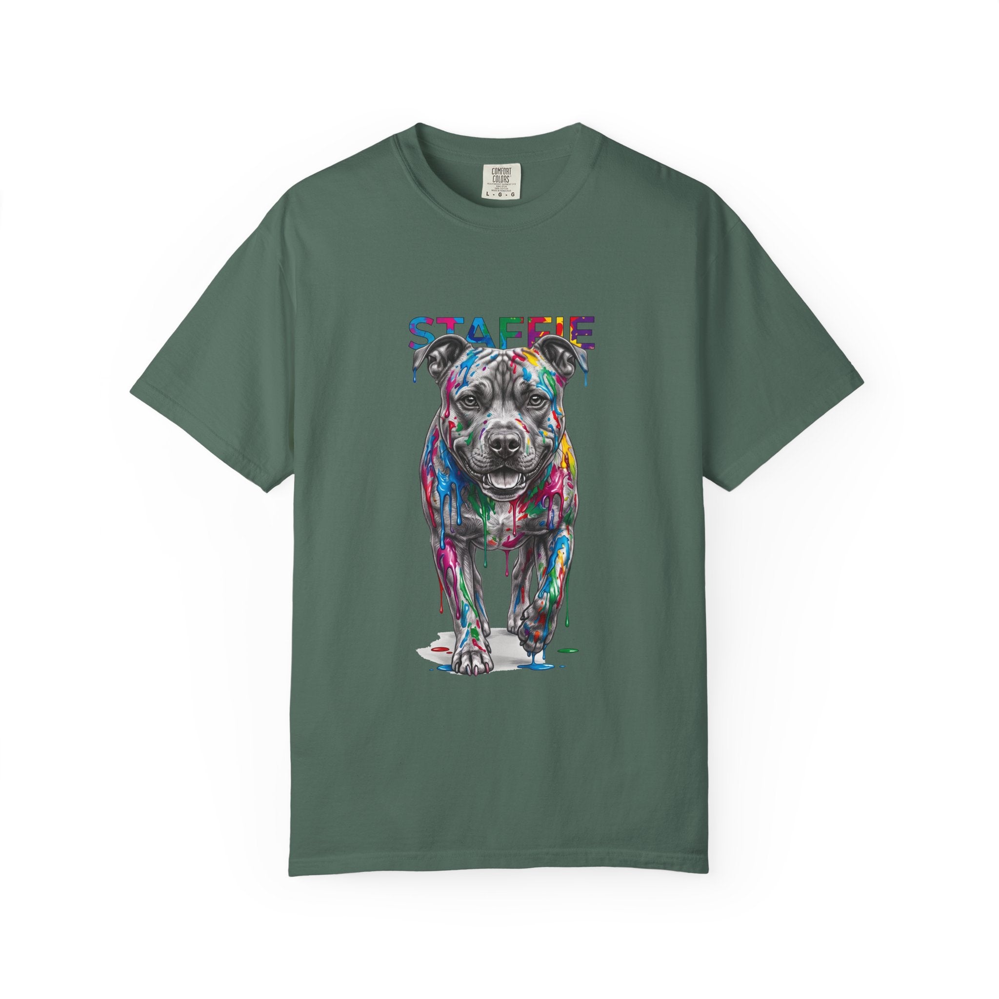 Colorful Pitbull Dog T‑Shirt — Vibrant Painted Dog Graphic Tee