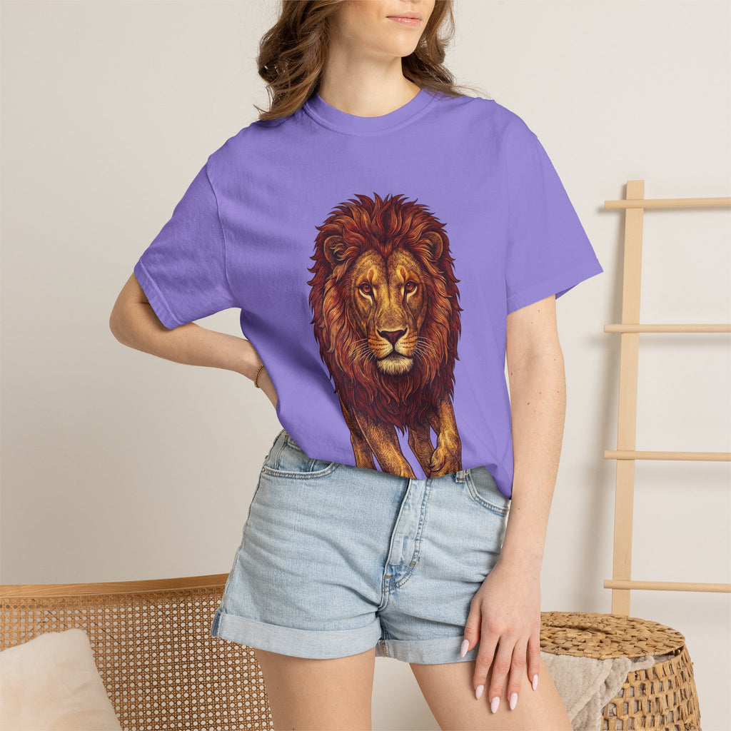 Lion Illustration T-Shirt — Majestic Walking Lion Graphic Tee