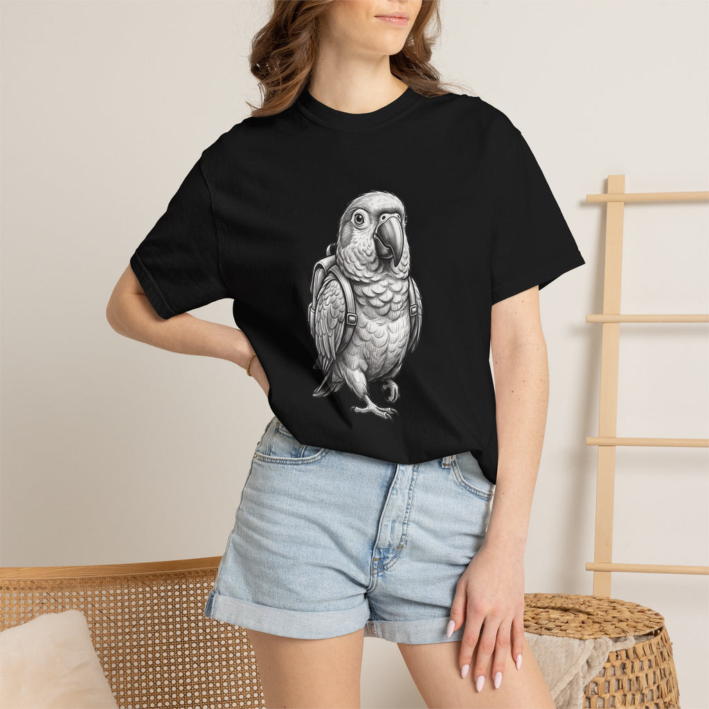 African Grey Parrot T-Shirt — Realistic Bird Illustration Shirt