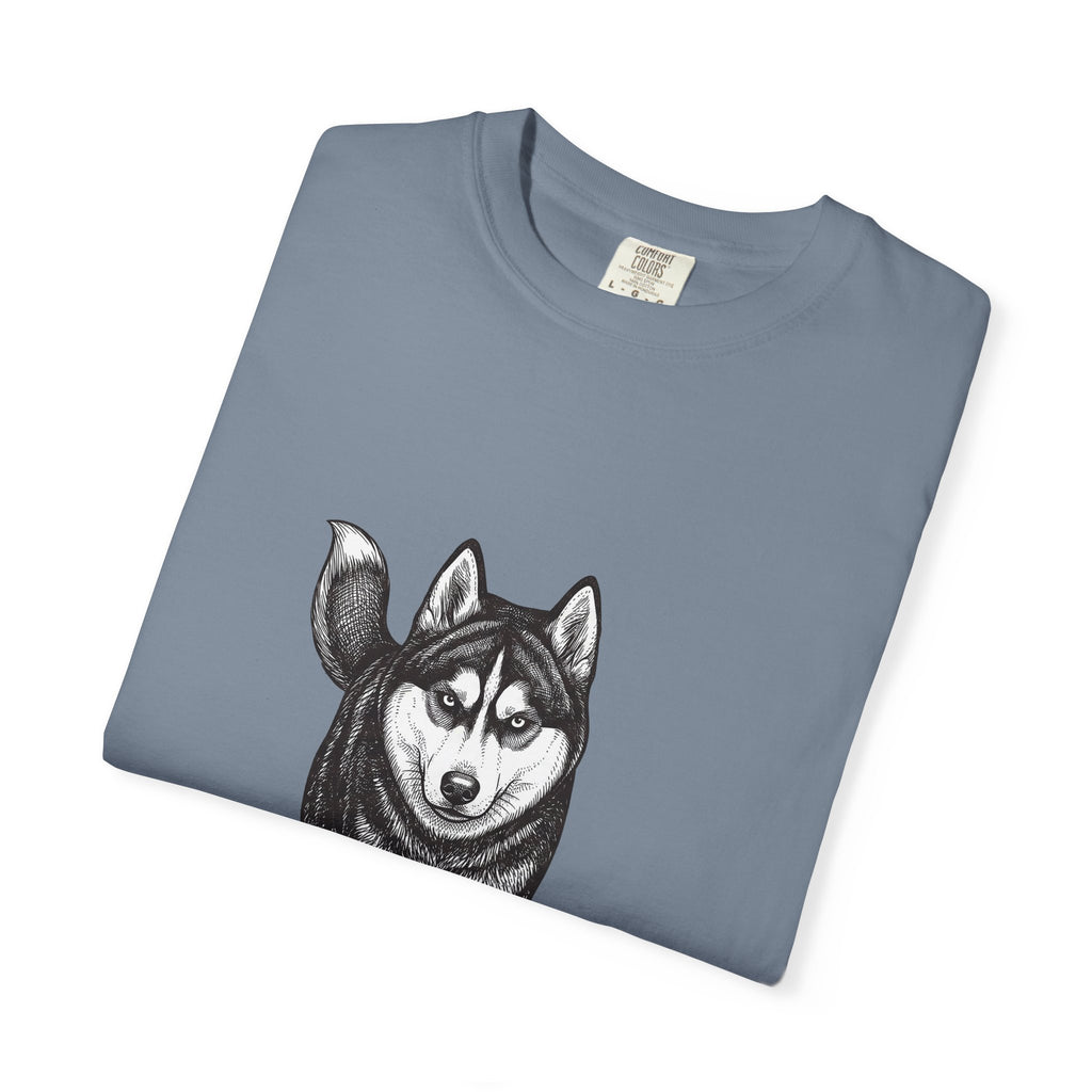 Husky Walk Graphic T-Shirt — Realistic Siberian Husky Illustration
