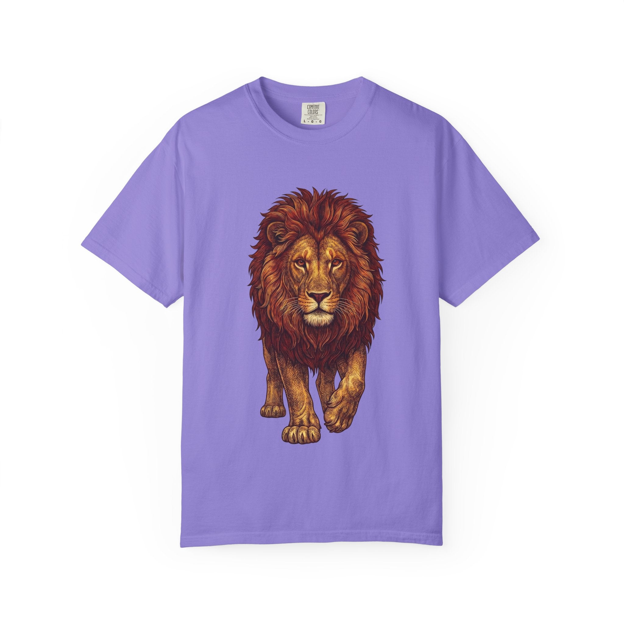 Lion Illustration T-Shirt — Majestic Walking Lion Graphic Tee