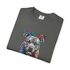 Colorful Pitbull Dog T‑Shirt — Vibrant Painted Dog Graphic Tee