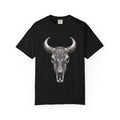 Skull Bull Graphic T-Shirt — Ornate Western Cow Skull Design