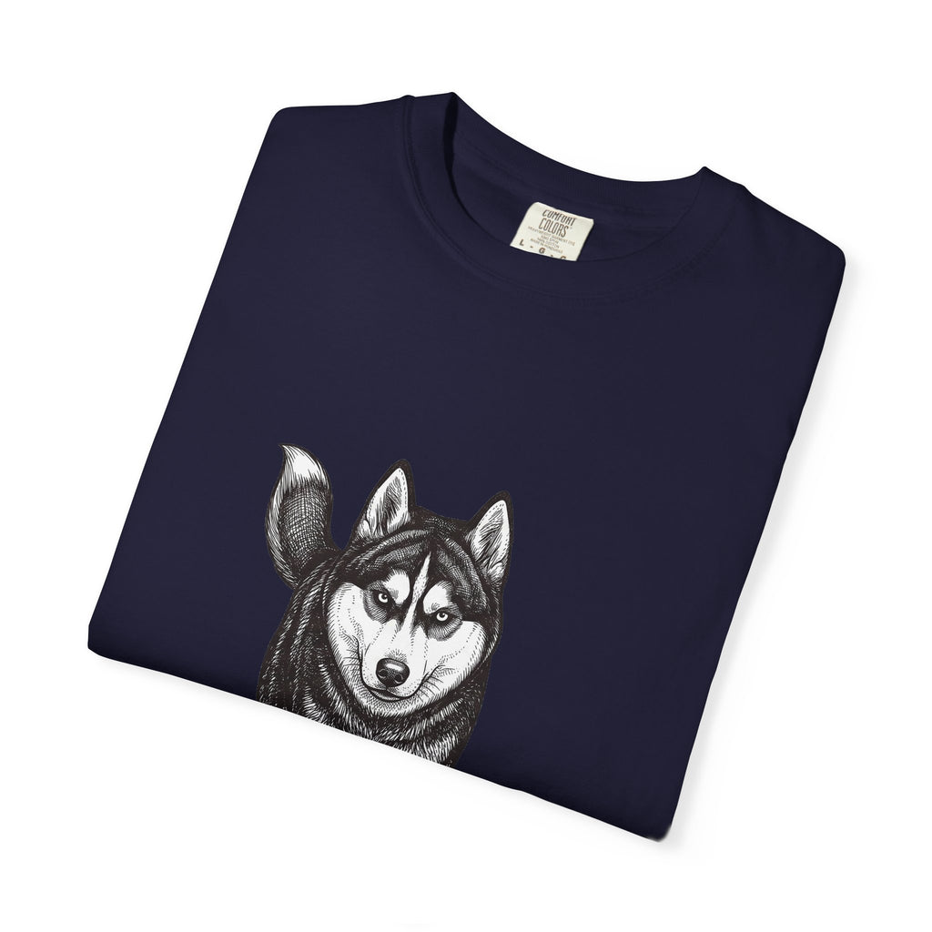 Husky Walk Graphic T-Shirt — Realistic Siberian Husky Illustration
