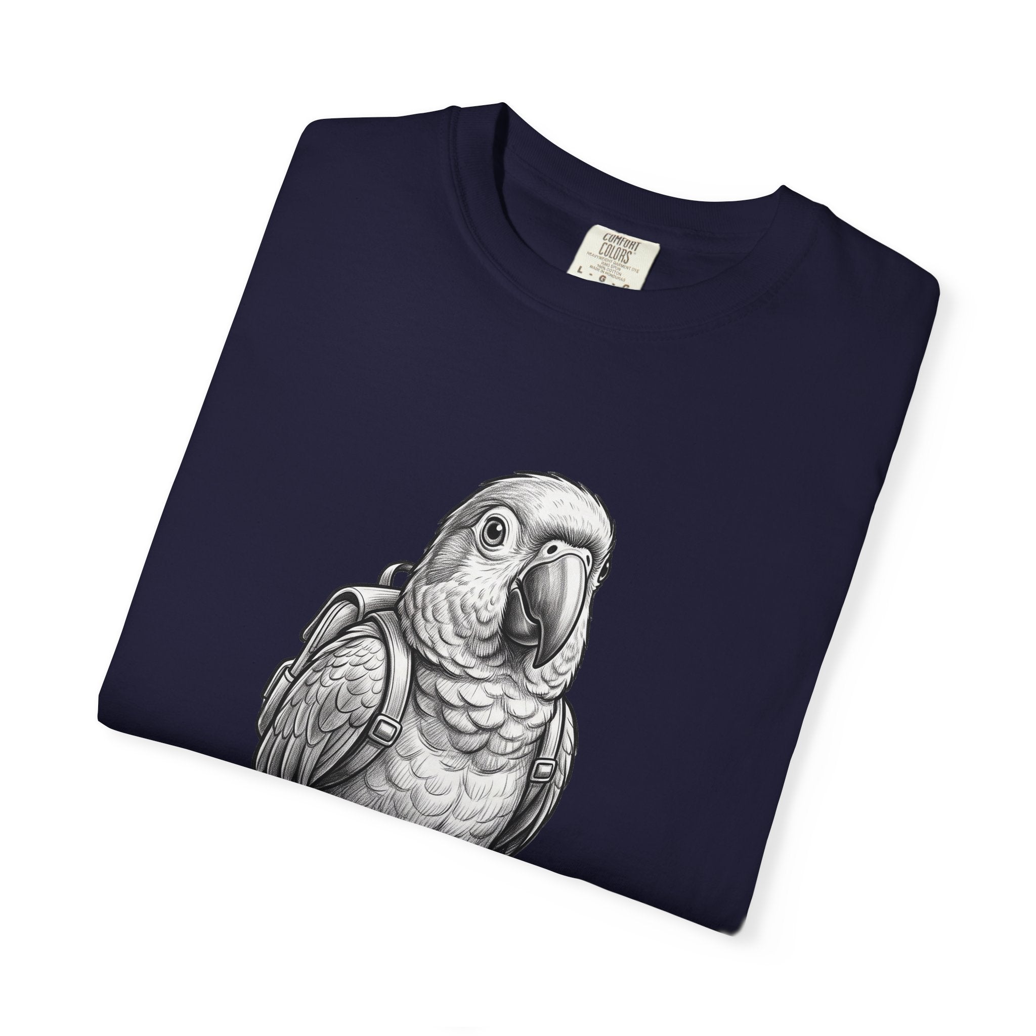 African Grey Parrot T-Shirt — Realistic Bird Illustration Shirt