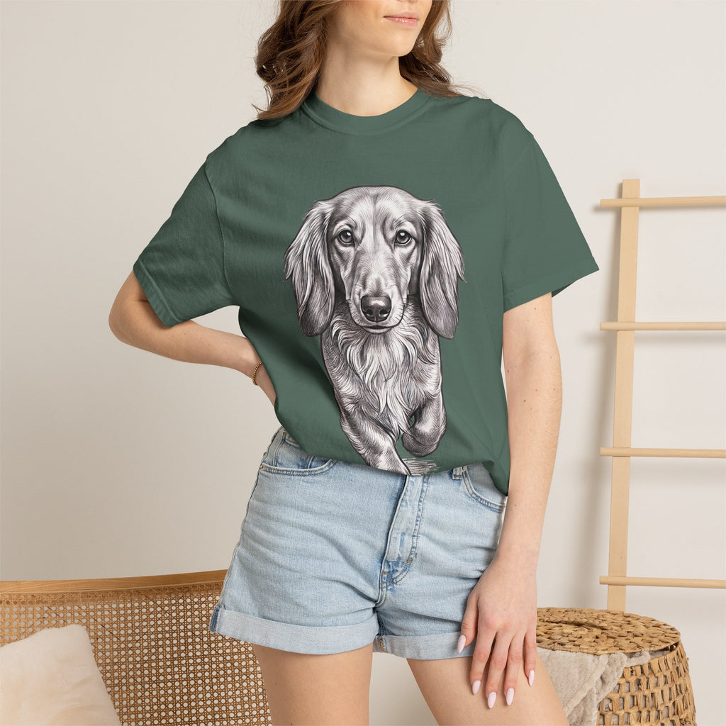 Dachshund Portrait T-Shirt — Realistic Walking Sausage Dog Tee for Dog Lovers