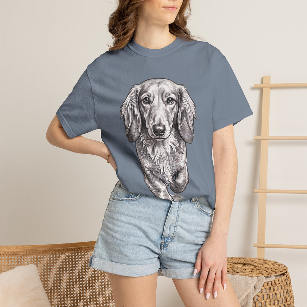 Dachshund Portrait T-Shirt — Realistic Walking Sausage Dog Tee for Dog Lovers