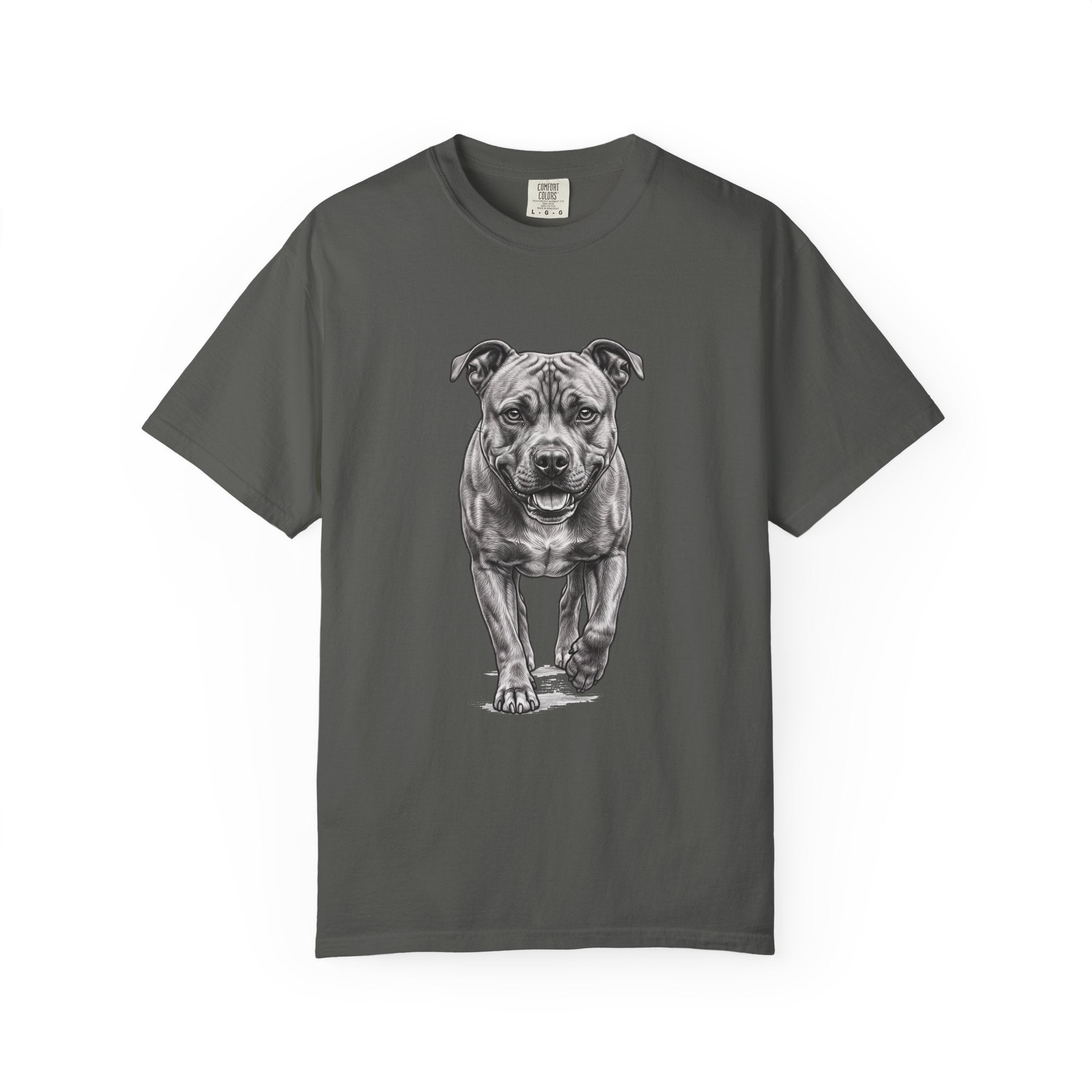Pit Bull Portrait T‑Shirt — Realistic Running Dog Graphic Tee