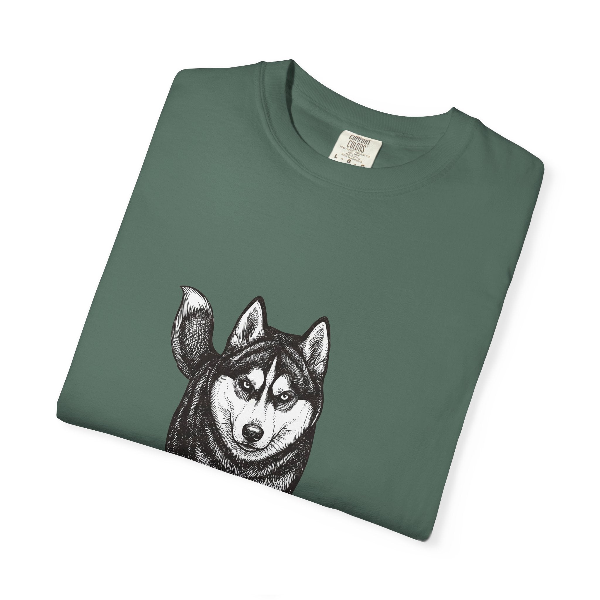 Husky Walk Graphic T-Shirt — Realistic Siberian Husky Illustration