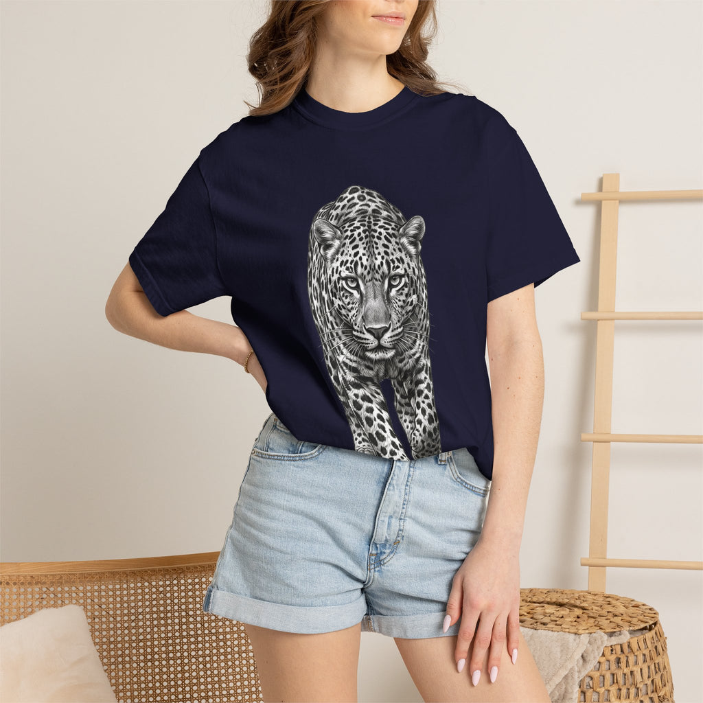 Leopard Walk T‑Shirt — Realistic Graphic Big Cat Tee