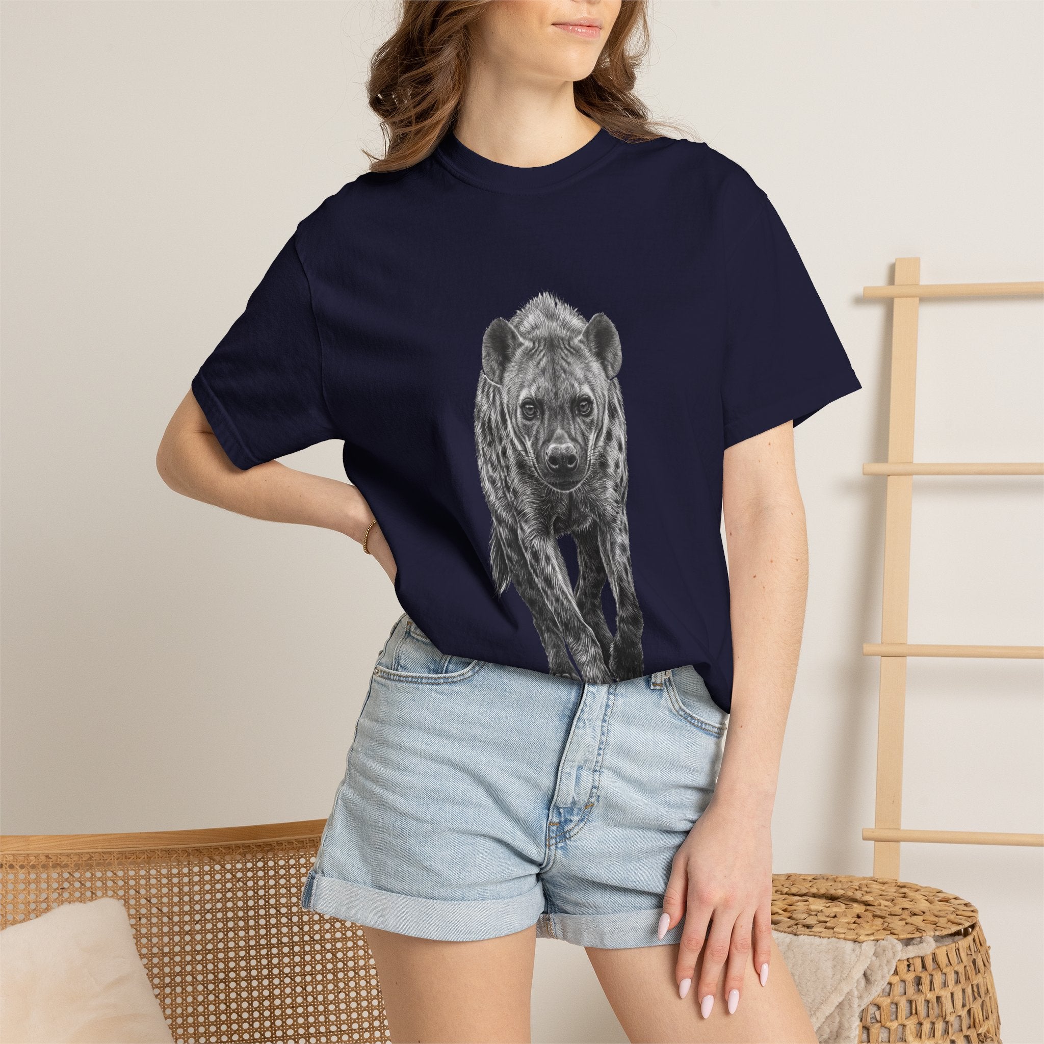 Hyena Graphic T-Shirt — Realistic Walking Hyena Print