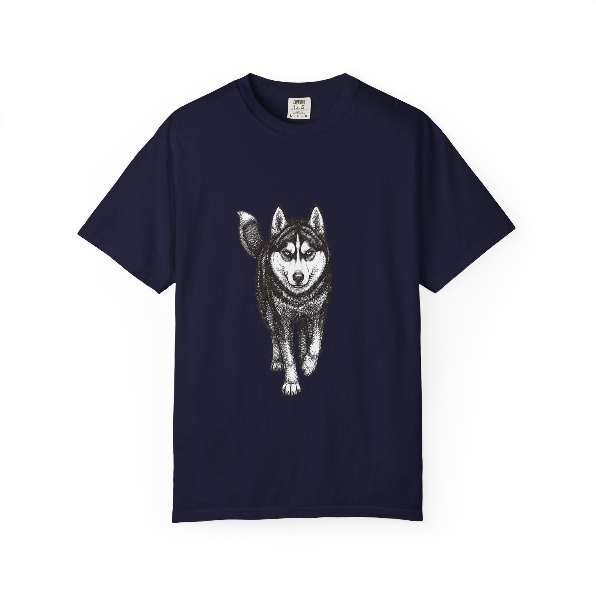 Husky Walk Graphic T-Shirt — Realistic Siberian Husky Illustration