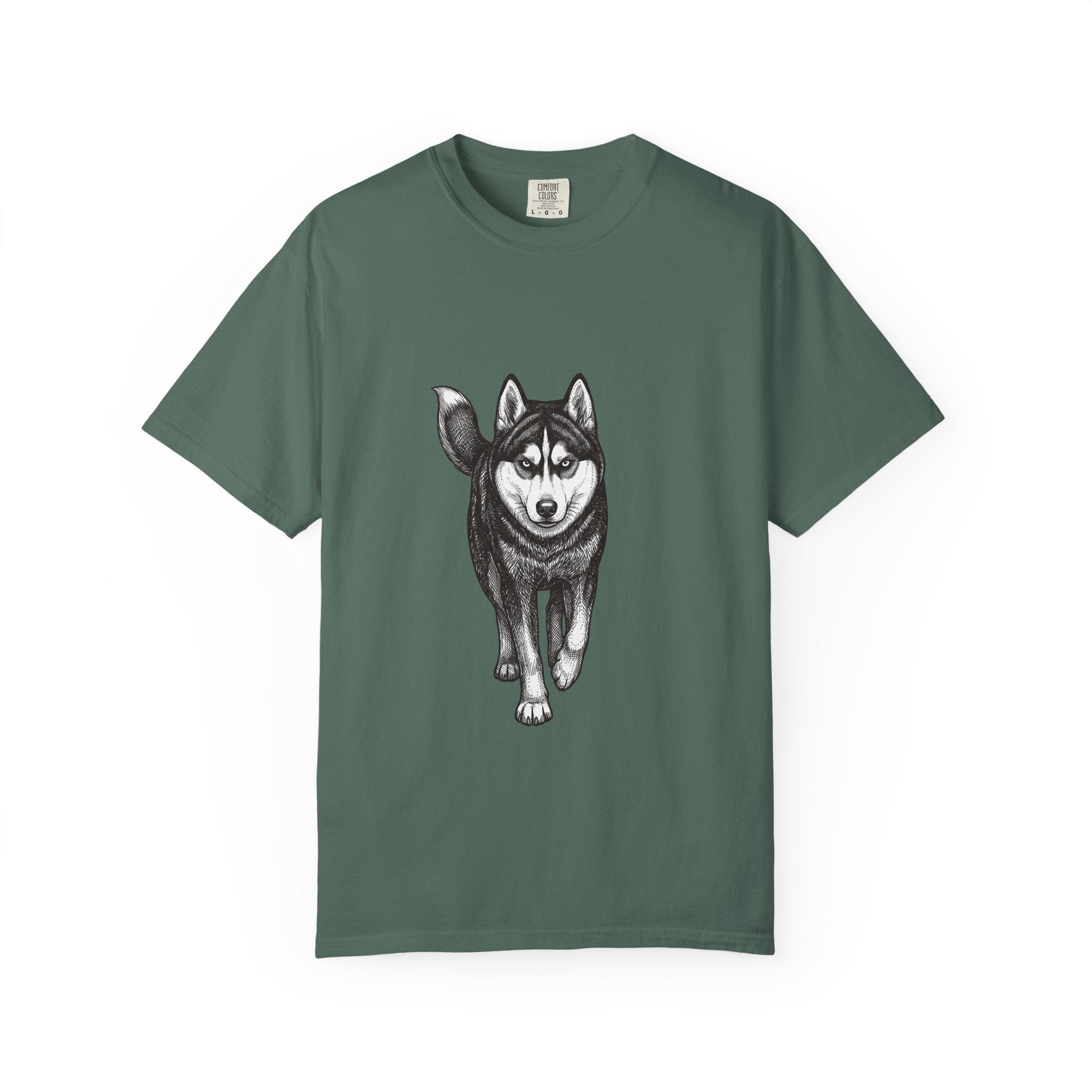 Husky Walk Graphic T-Shirt — Realistic Siberian Husky Illustration