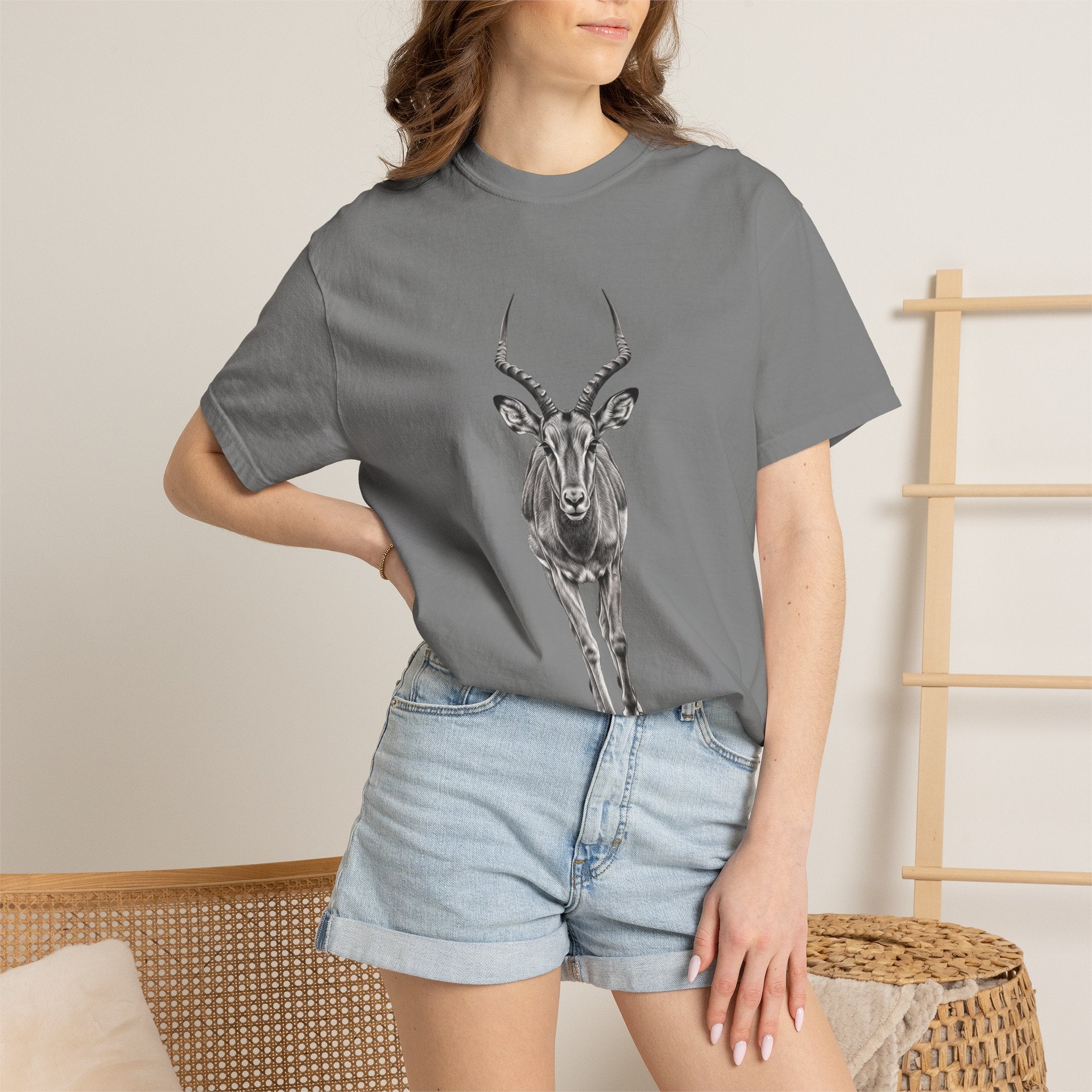 Antelope Sketch T‑Shirt — Minimal Wildlife Graphic Tee