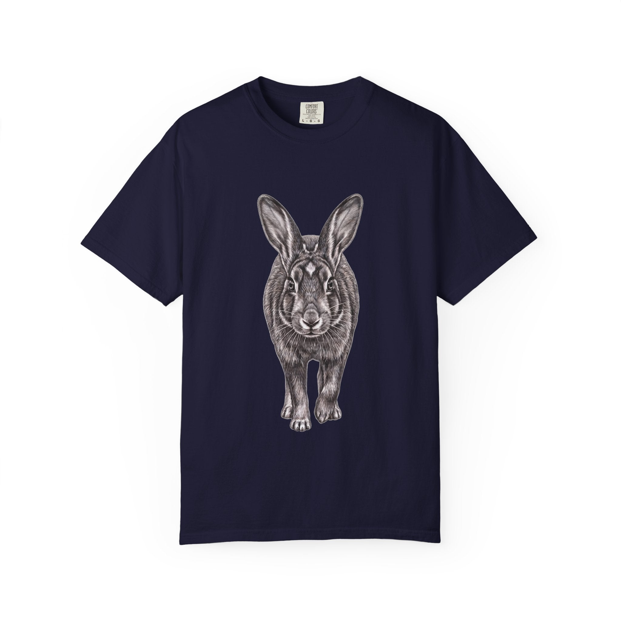 Vintage Rabbit Illustration T-Shirt — Front-Facing Hare Graphic Tee