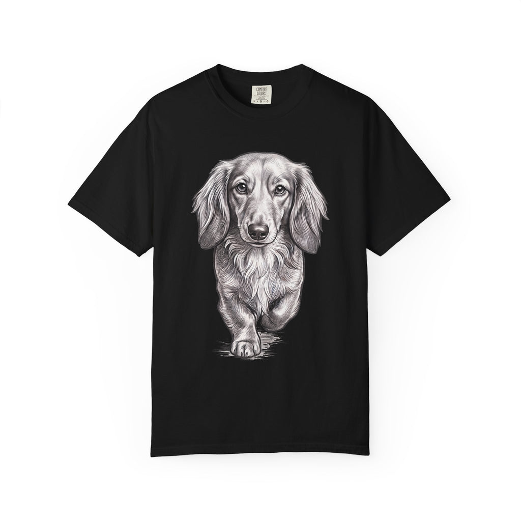 Dachshund Portrait T-Shirt — Realistic Walking Sausage Dog Tee for Dog Lovers