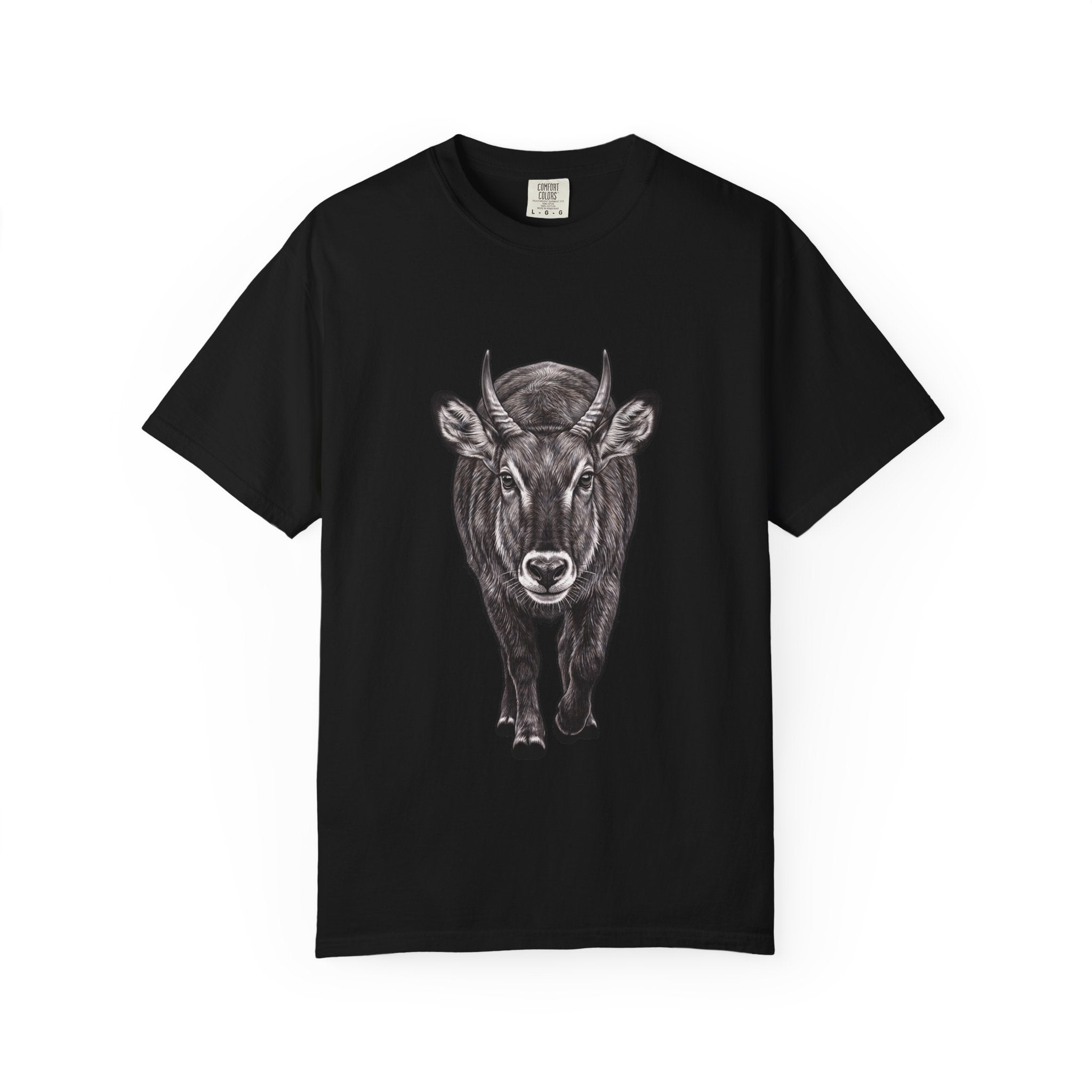 Waterbuck Bull Portrait T-Shirt — Realistic Walking Bull Graphic Tee