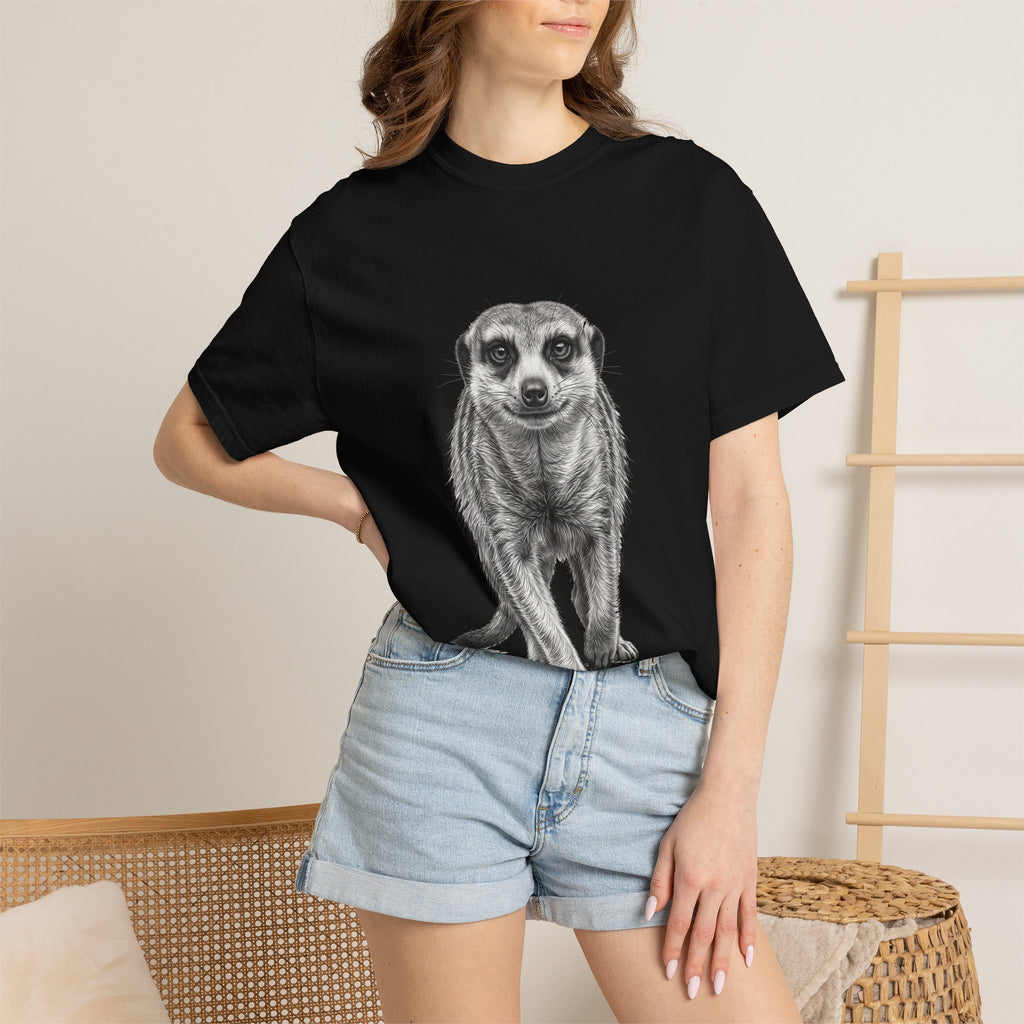 Meerkat Sketch T‑Shirt — Realistic Wildlife Illustration Tee