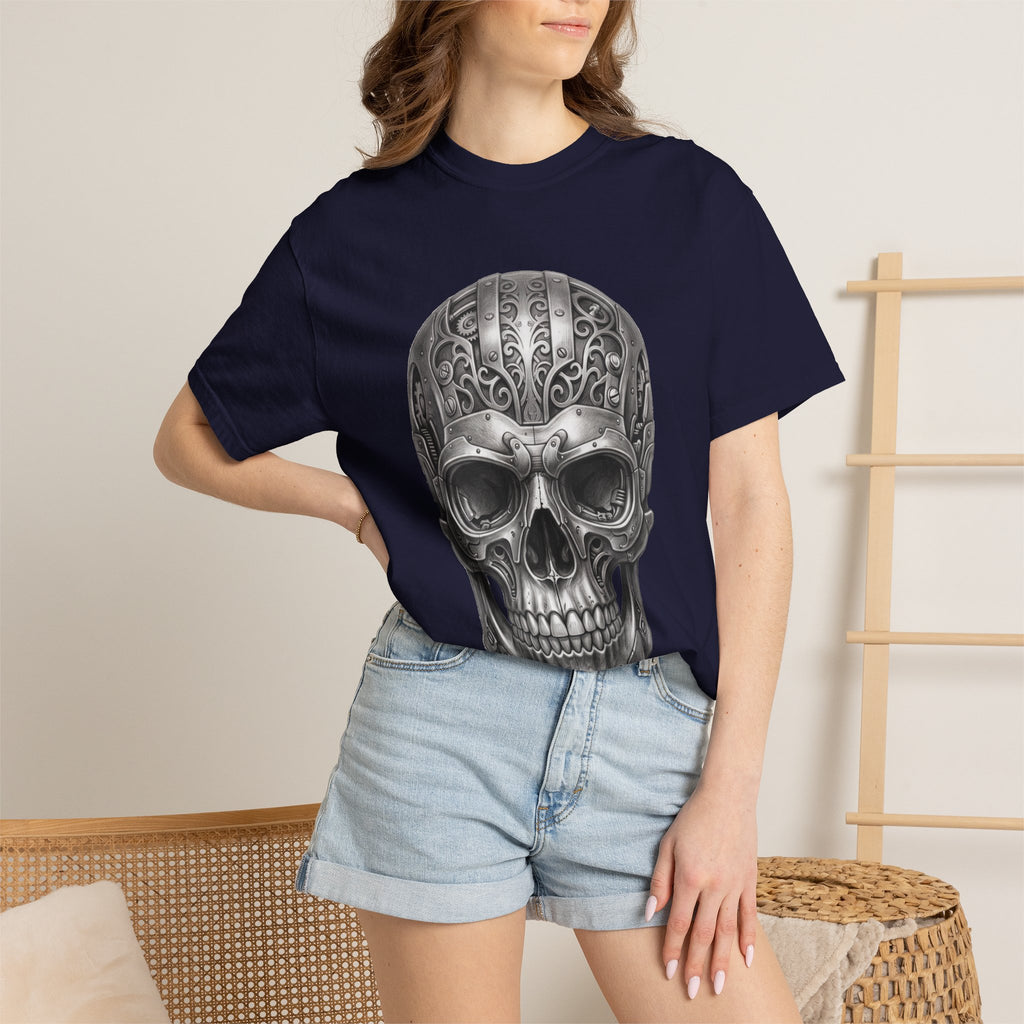 Ornate Silver Skull T-Shirt — Gothic Day of the Dead Style Shirt