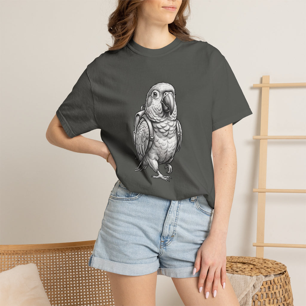 African Grey Parrot T-Shirt — Realistic Bird Illustration Shirt