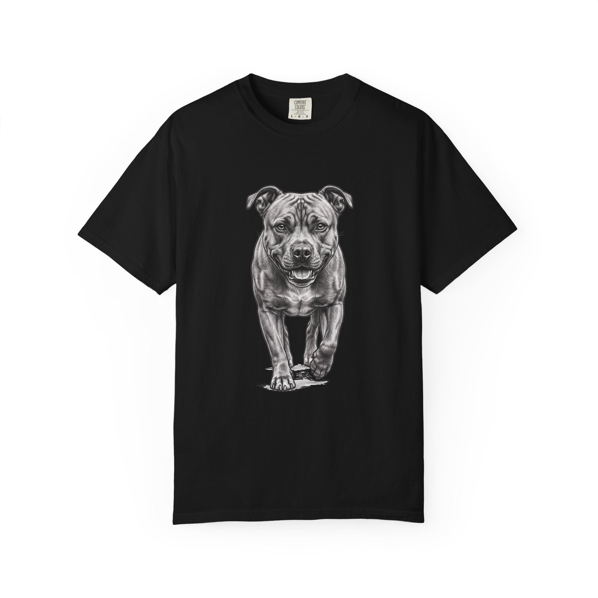 Pit Bull Portrait T‑Shirt — Realistic Running Dog Graphic Tee