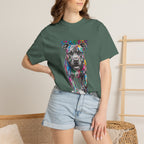 Colorful Pitbull Dog T‑Shirt — Vibrant Painted Dog Graphic Tee
