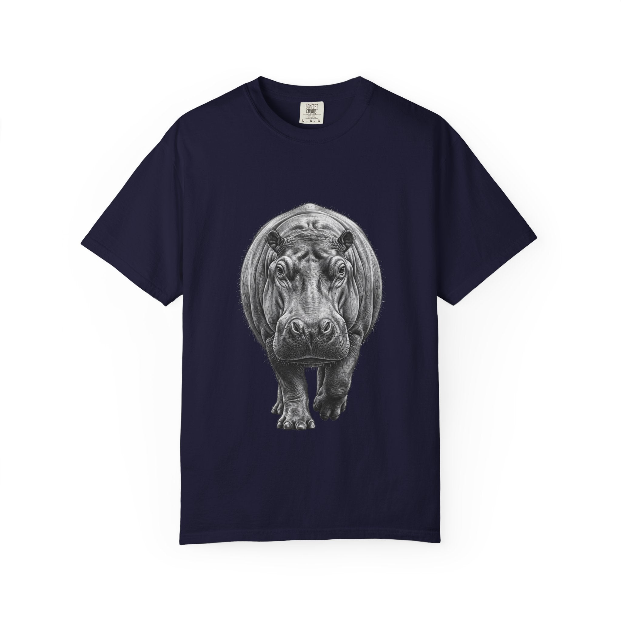 Hippo Front-Print T-Shirt — Realistic Hippo Graphic Tee