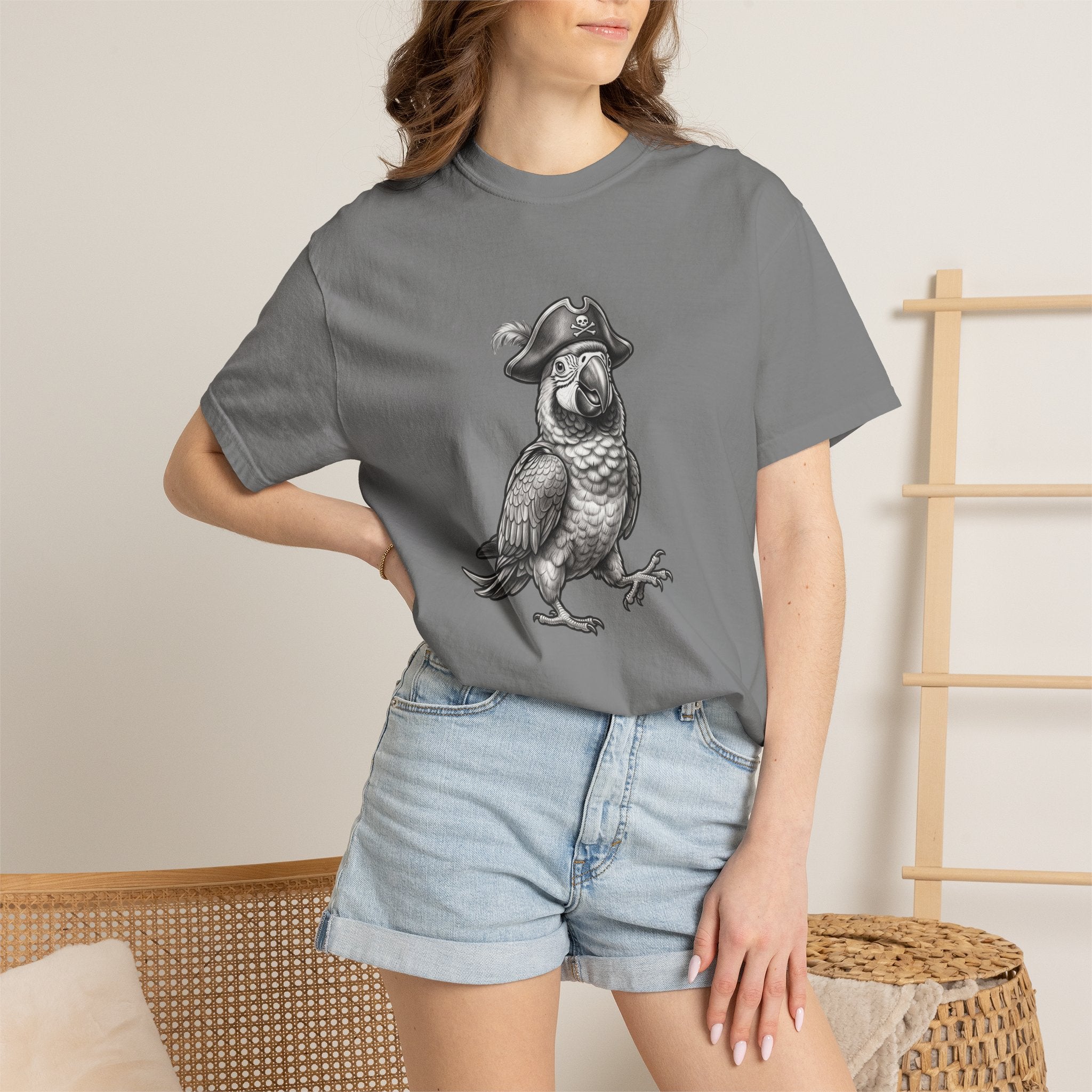 Pirate Parrot T‑Shirt — Vintage Illustration Tee for Bird Lovers & Nautical Fans