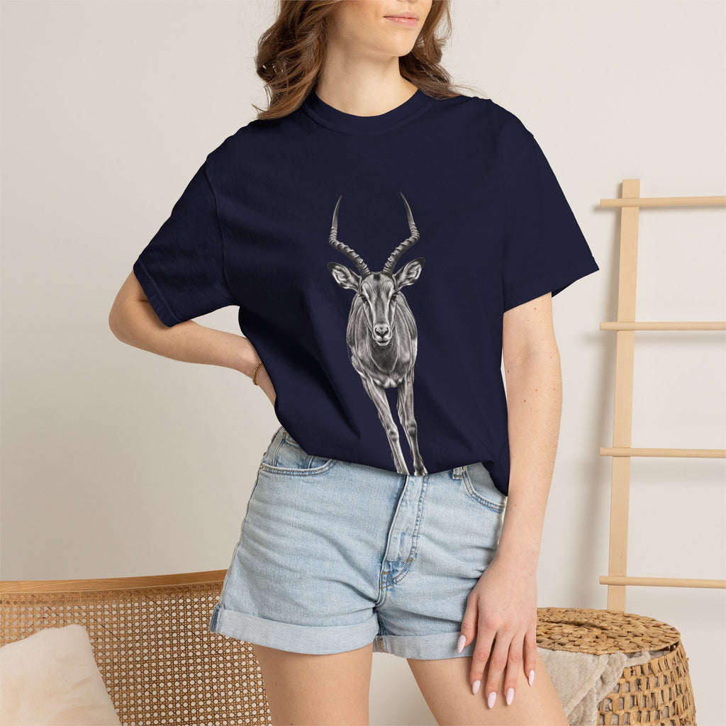 Antelope Sketch T‑Shirt — Minimal Wildlife Graphic Tee