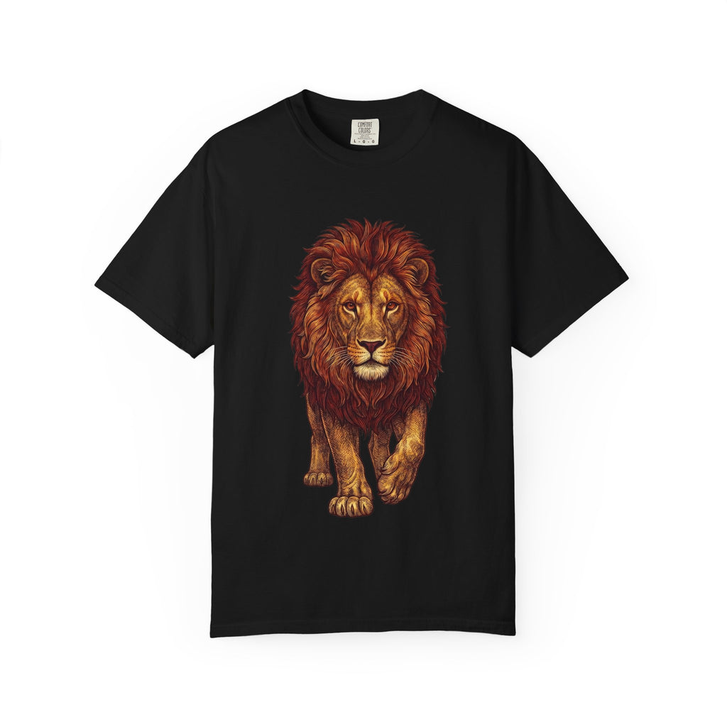 Lion Illustration T-Shirt — Majestic Walking Lion Graphic Tee