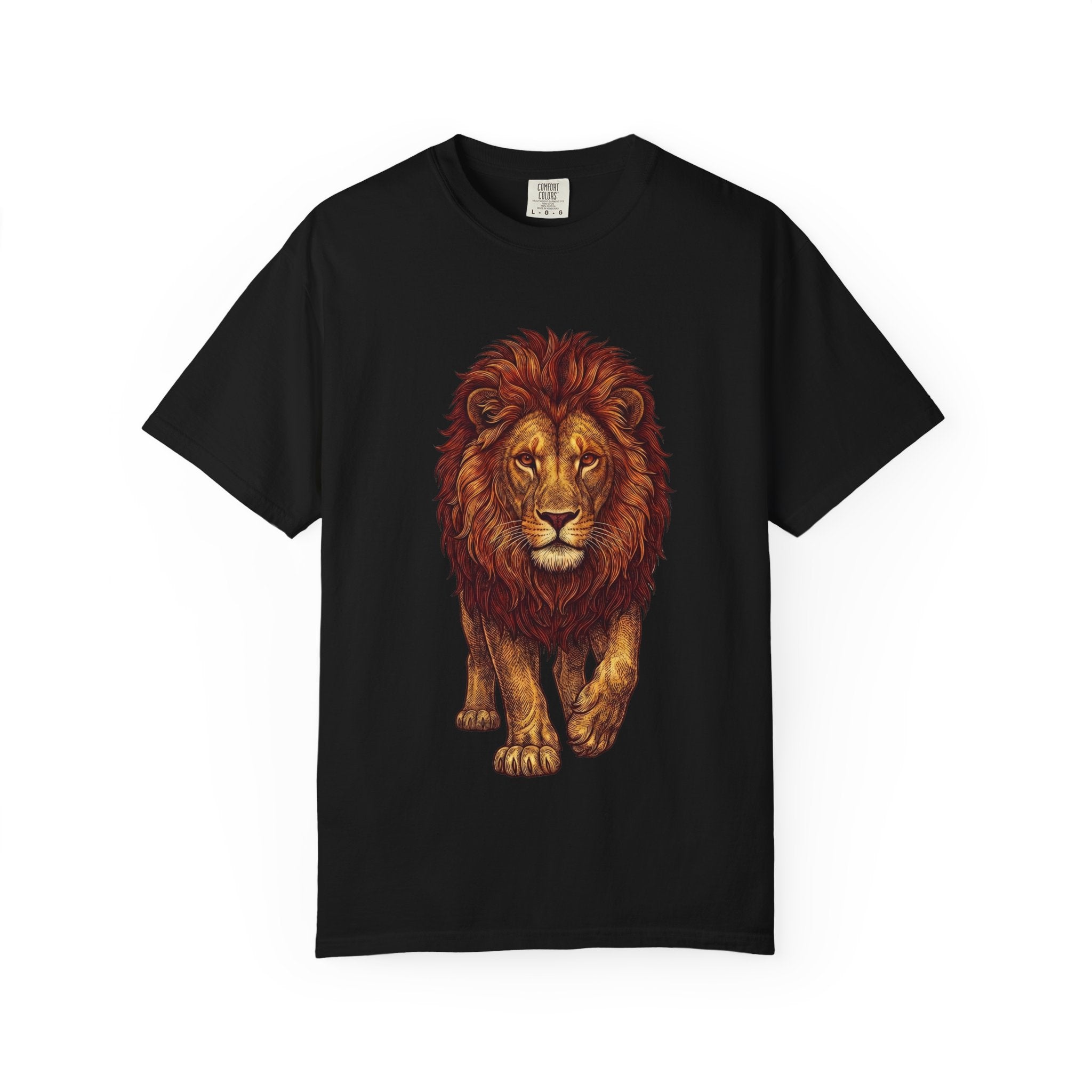 Lion Illustration T-Shirt — Majestic Walking Lion Graphic Tee