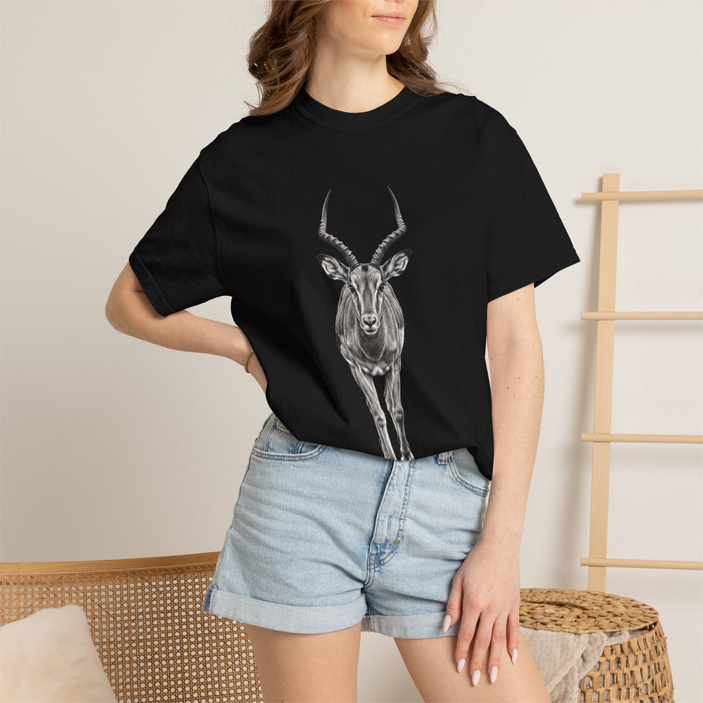 Antelope Sketch T‑Shirt — Minimal Wildlife Graphic Tee