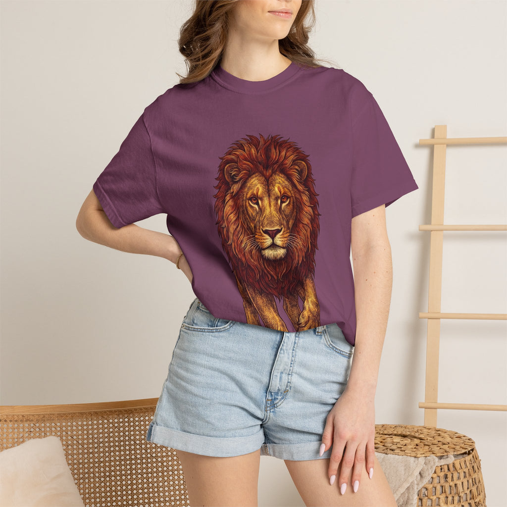 Lion Illustration T-Shirt — Majestic Walking Lion Graphic Tee